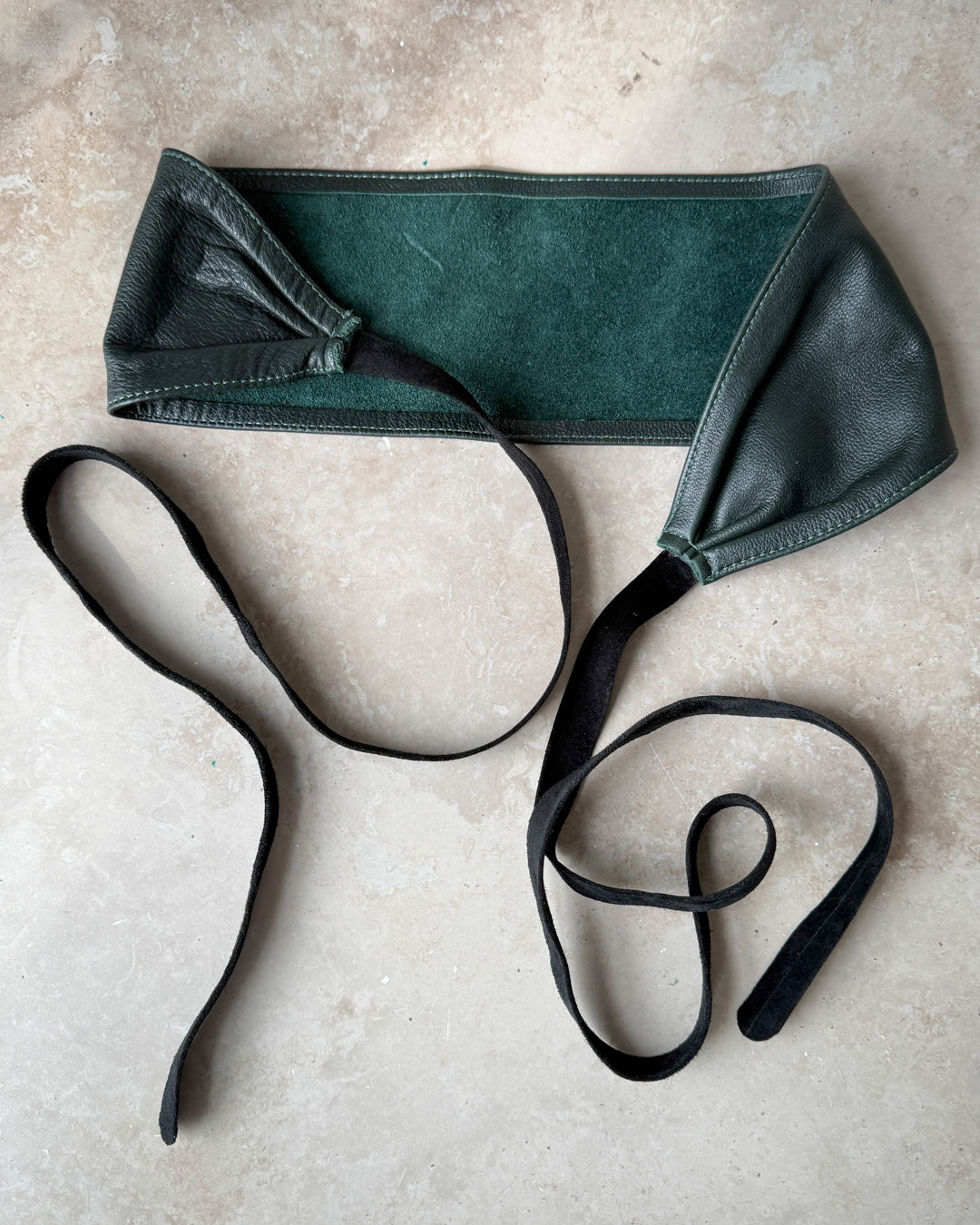 00s Green Leather Obi Wrap Belt