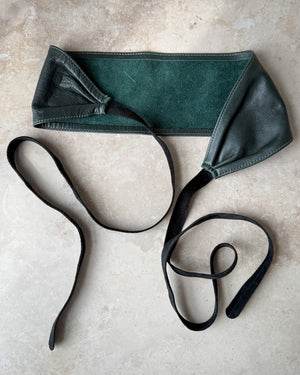 00s Green Leather Obi Wrap Belt