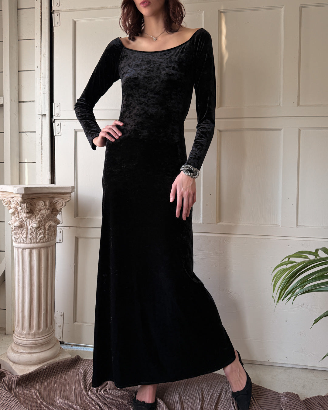 00s Open Back Velvet Gown