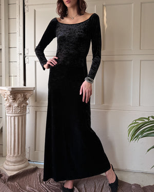00s Open Back Velvet Gown | M-L