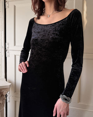 00s Open Back Velvet Gown | M-L