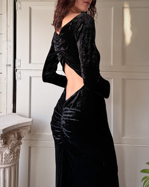 00s Open Back Velvet Gown | M-L
