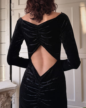 00s Open Back Velvet Gown | M-L