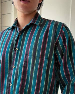 80s YSL Woven Stripe Shirt | M