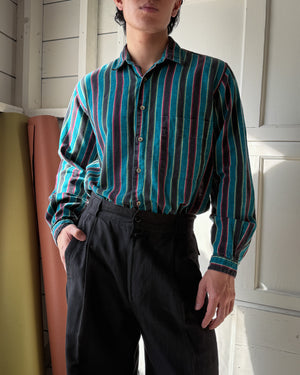 80s YSL Woven Stripe Shirt | M