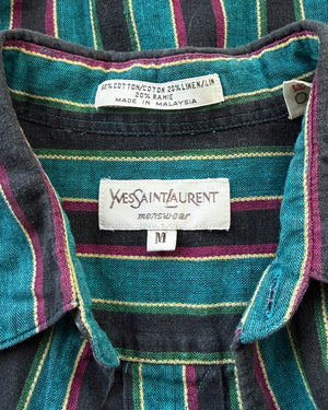 80s YSL Woven Stripe Shirt | M