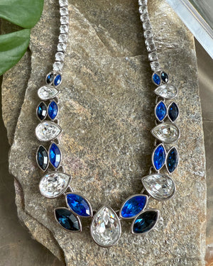 YSL Sapphire Blue Ice Crystal Necklace