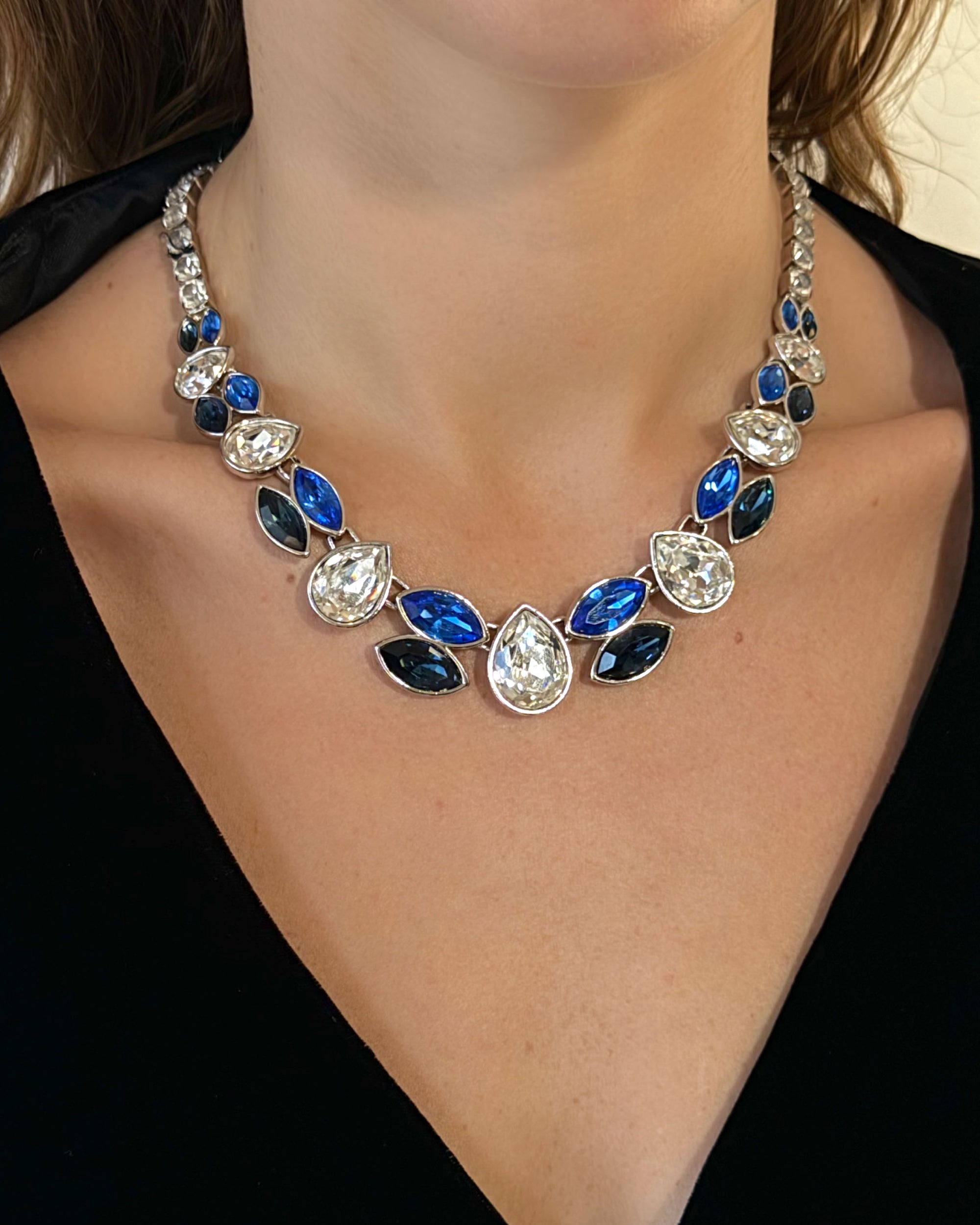 YSL Sapphire Blue Ice Crystal Necklace