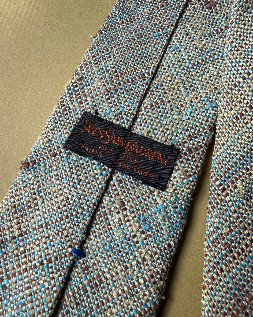 YSL Blue Woven Silk Tie