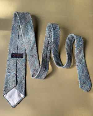 YSL Blue Woven Silk Tie