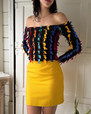 80s Yves Saint Laurent Mini Skirt | XS