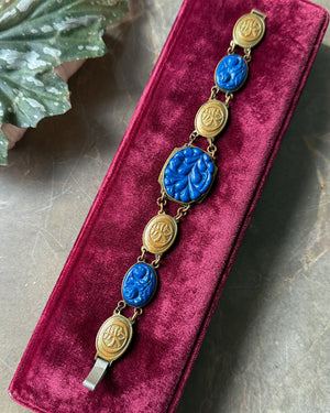 Antique Blue Peking Glass Bracelet