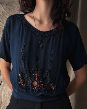 Edwardian Beaded Silk Blouse | S-M