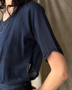 Edwardian Beaded Silk Blouse | S-M