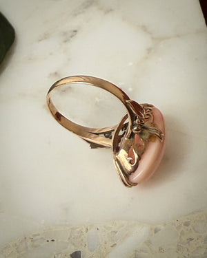 Antique 10K Angel Skin Coral Ring