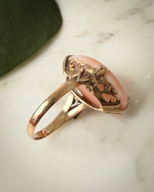 Antique 10K Angel Skin Coral Ring