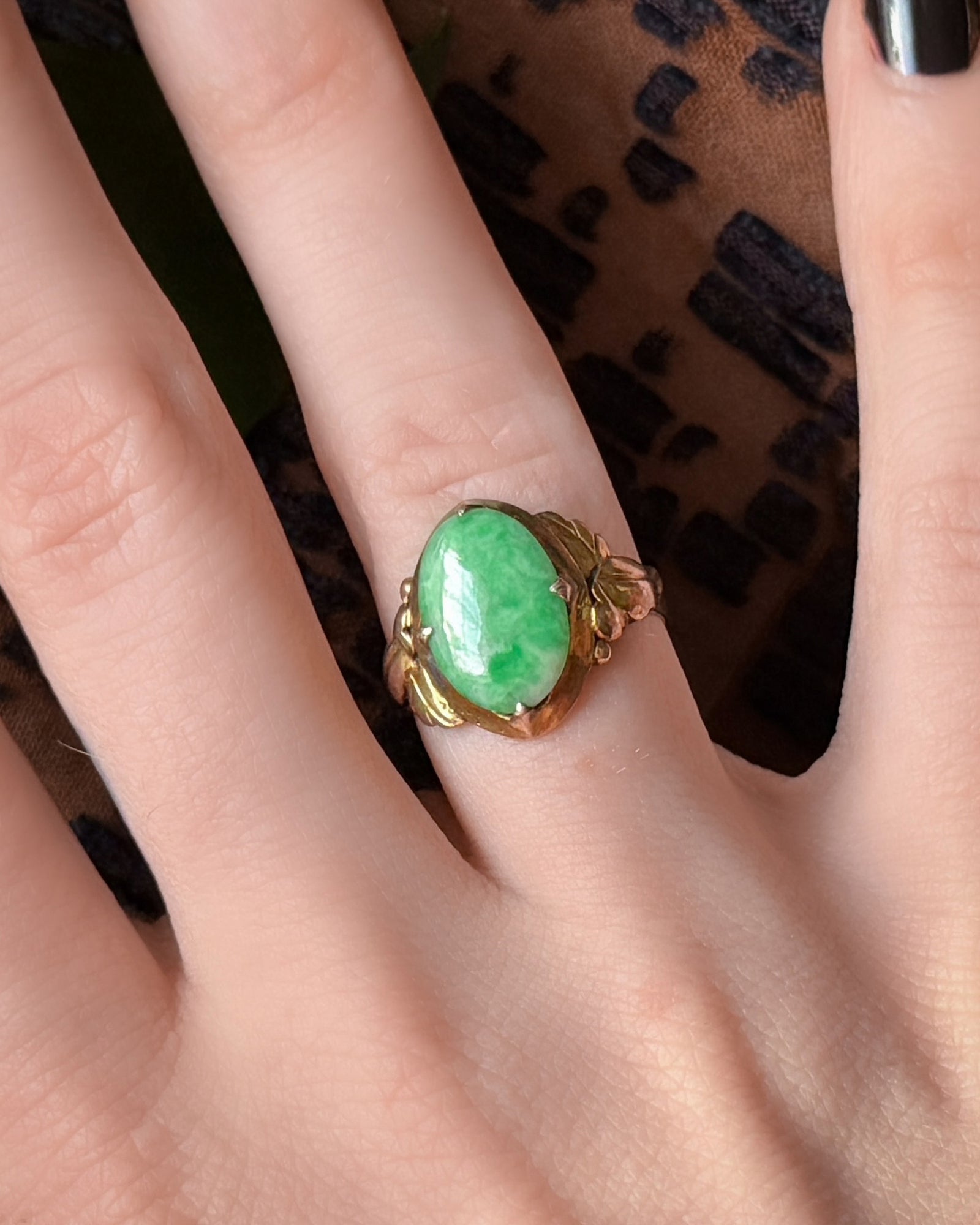 Antique 14K Gold Chinese Jadeite Ring