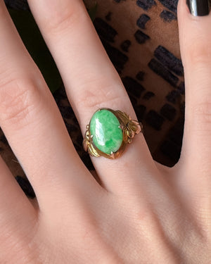 Antique 14K Gold Chinese Jadeite Ring