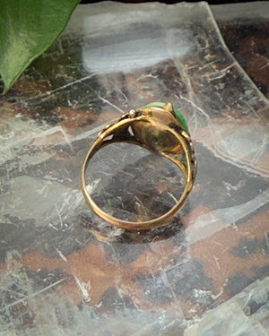 Antique 14K Gold Chinese Jadeite Ring