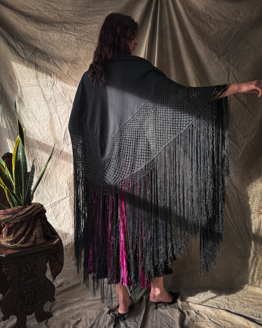 Antique Wool Fringe Shawl