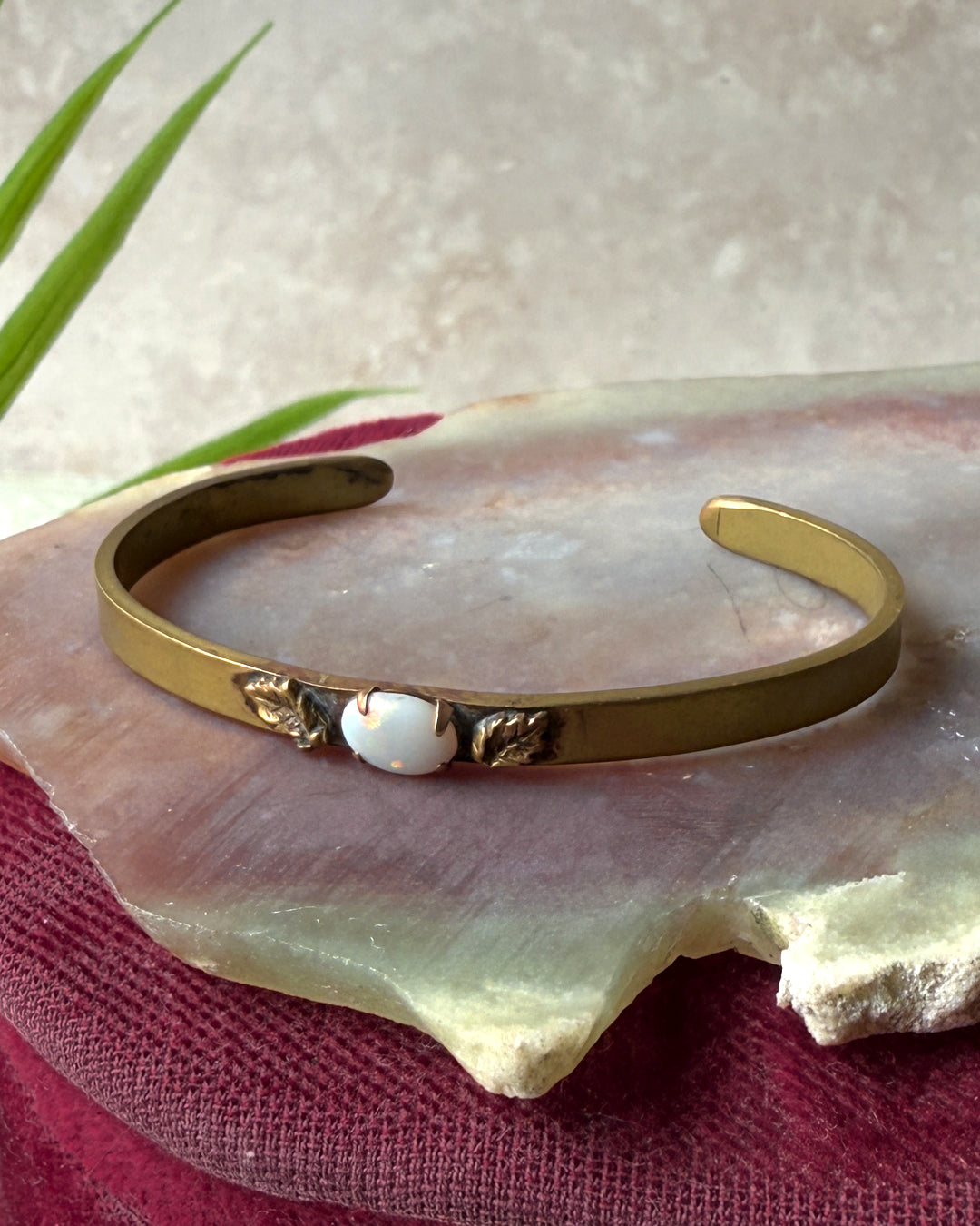 Antique Brass & Opal Bracelet