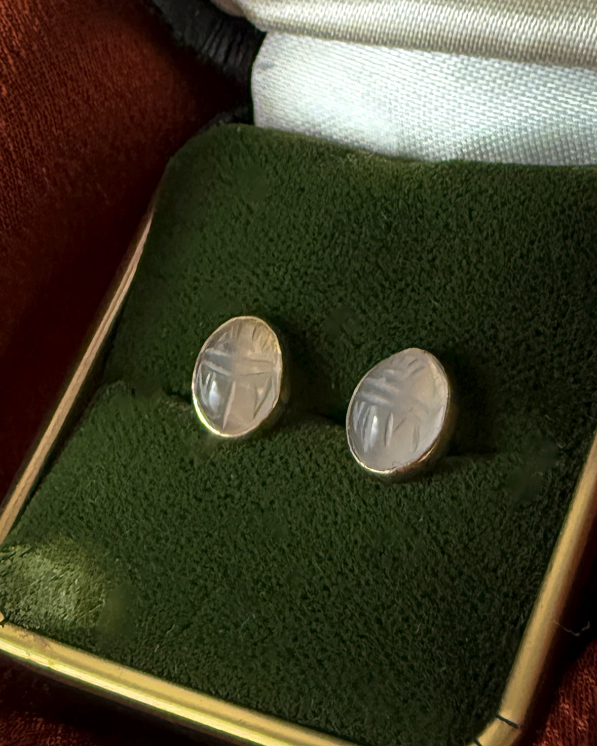 14K Gold Egyptian Revival Scarab Earrings