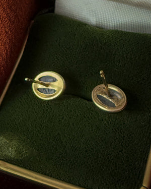 14K Gold Egyptian Revival Scarab Earrings