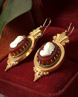 Victorian Gold Filled Cameo Earrings