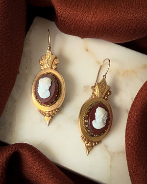 Victorian Gold Filled Cameo Earrings