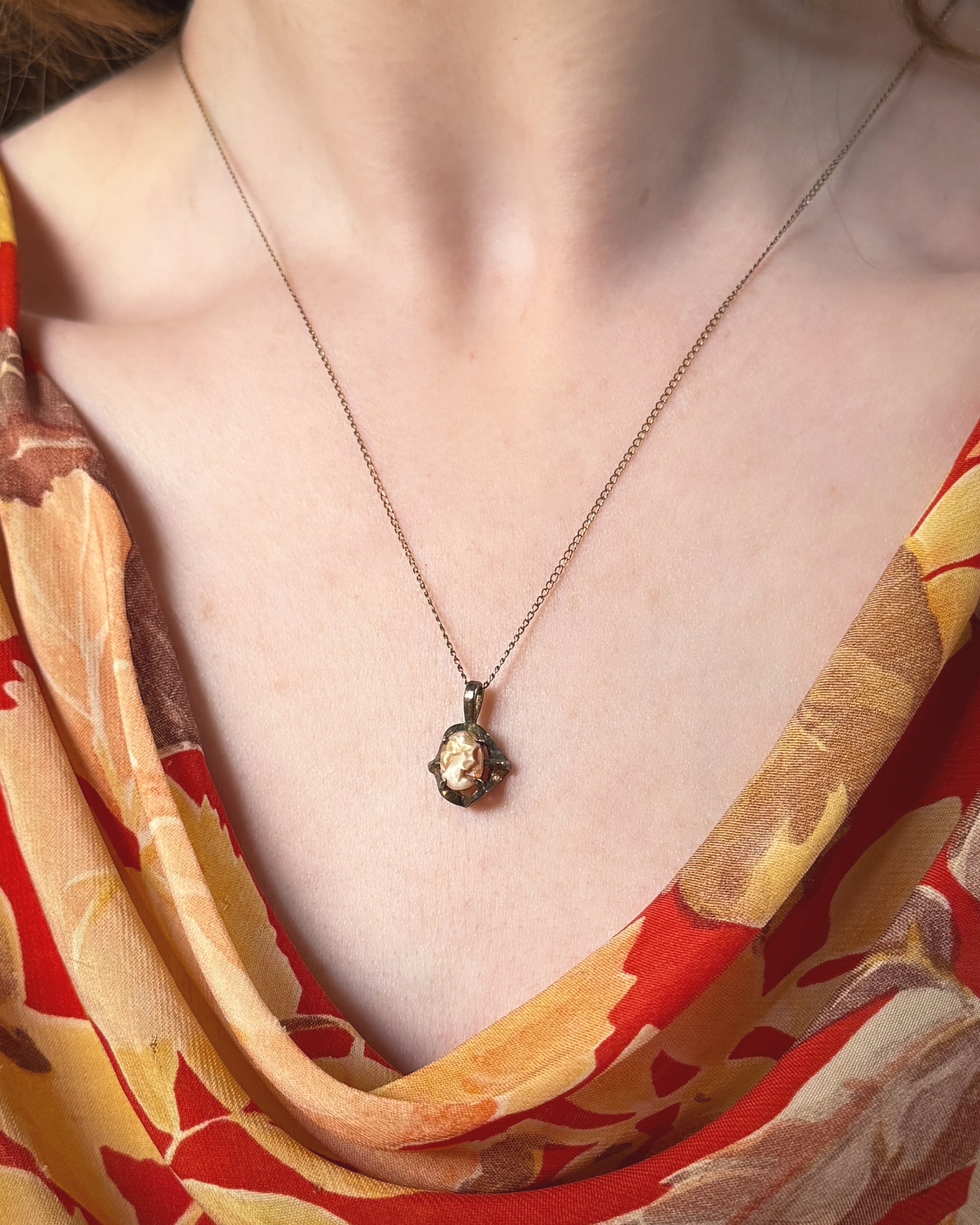 Antique Gold Filled Cameo Necklace