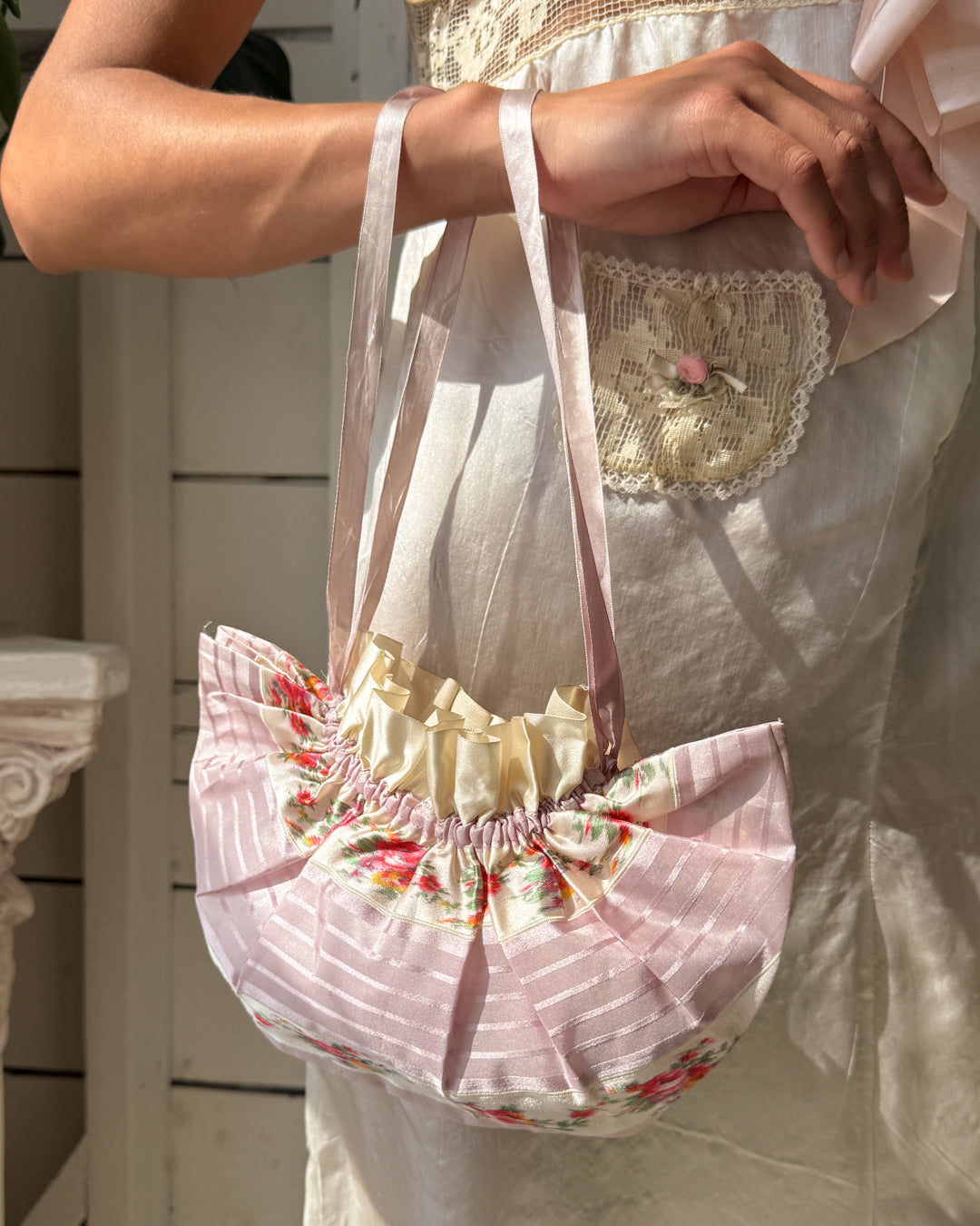 Antique Lavender Silk Reticule Purse