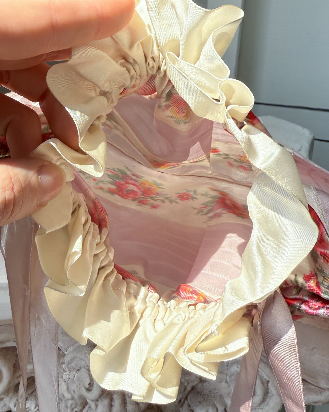 Antique Lavender Silk Reticule Purse