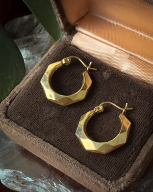 14K Gold Octagonal Hoop Earrings