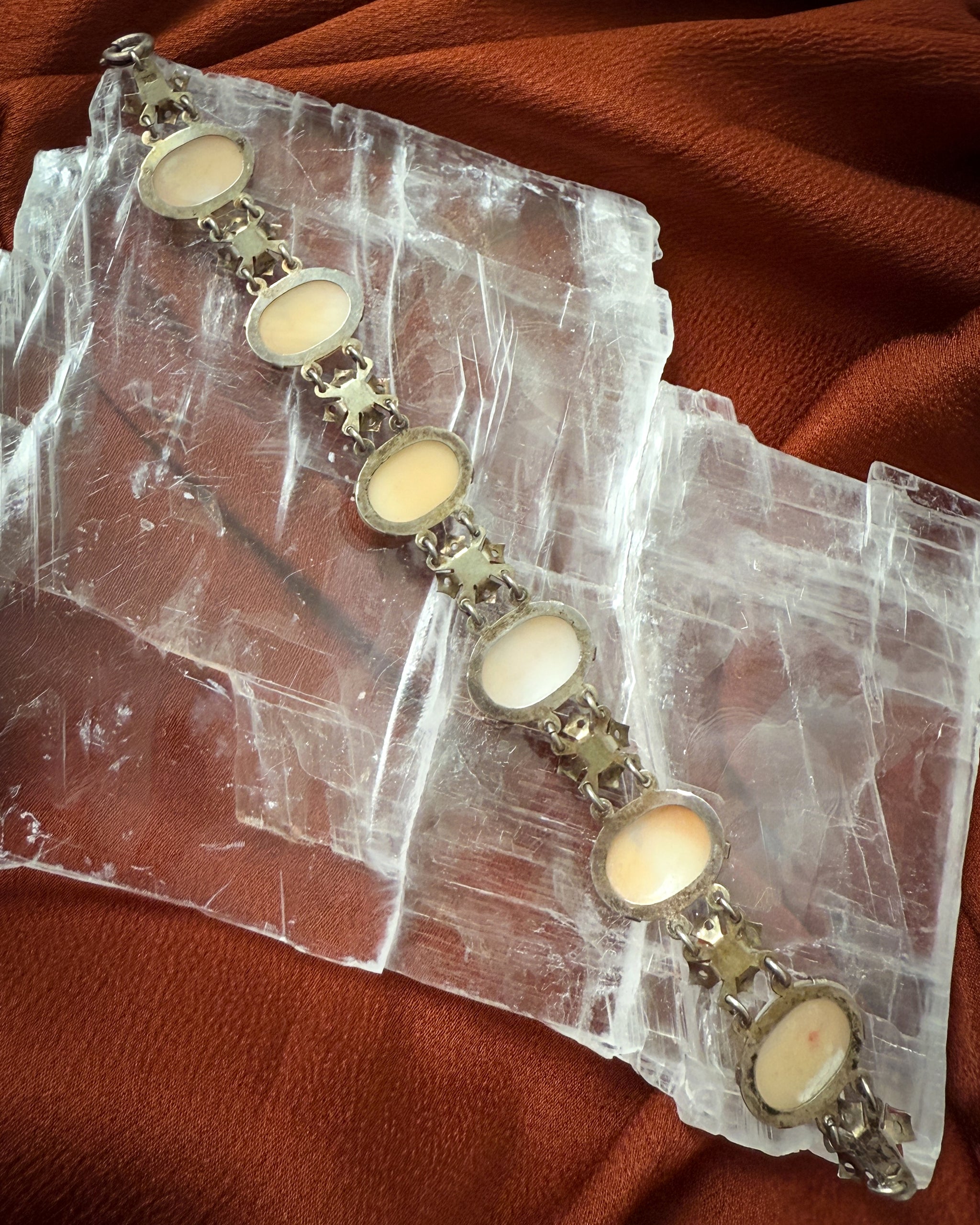 Antique Cameo Shell & Coral Bracelet