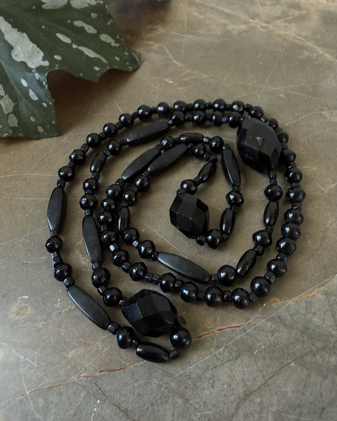 Antique Beaded Jet Mourning Necklace