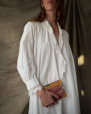 Antique White Cotton Nightgown | M-L