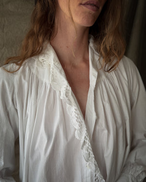 Antique White Cotton Nightgown | M-L
