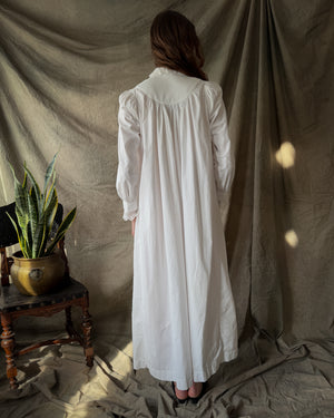 Antique White Cotton Nightgown | M-L