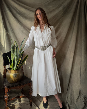 Antique White Cotton Nightgown | M-L