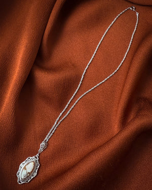 Antique 14K Gold & Diamond Cameo Necklace