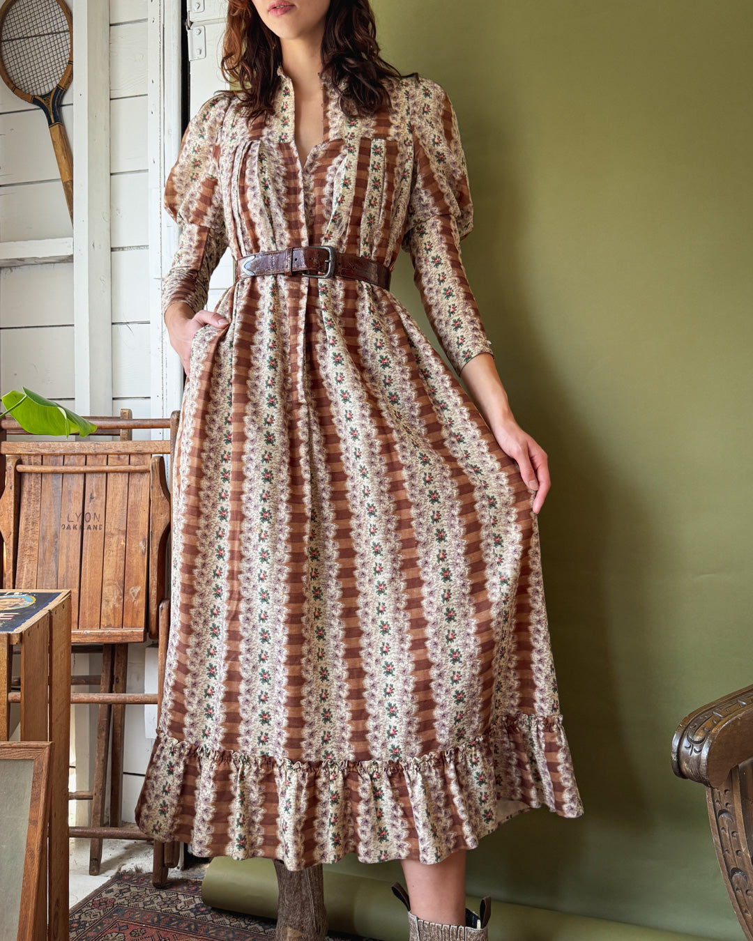 Victorian Floral Wrapper Dress | S