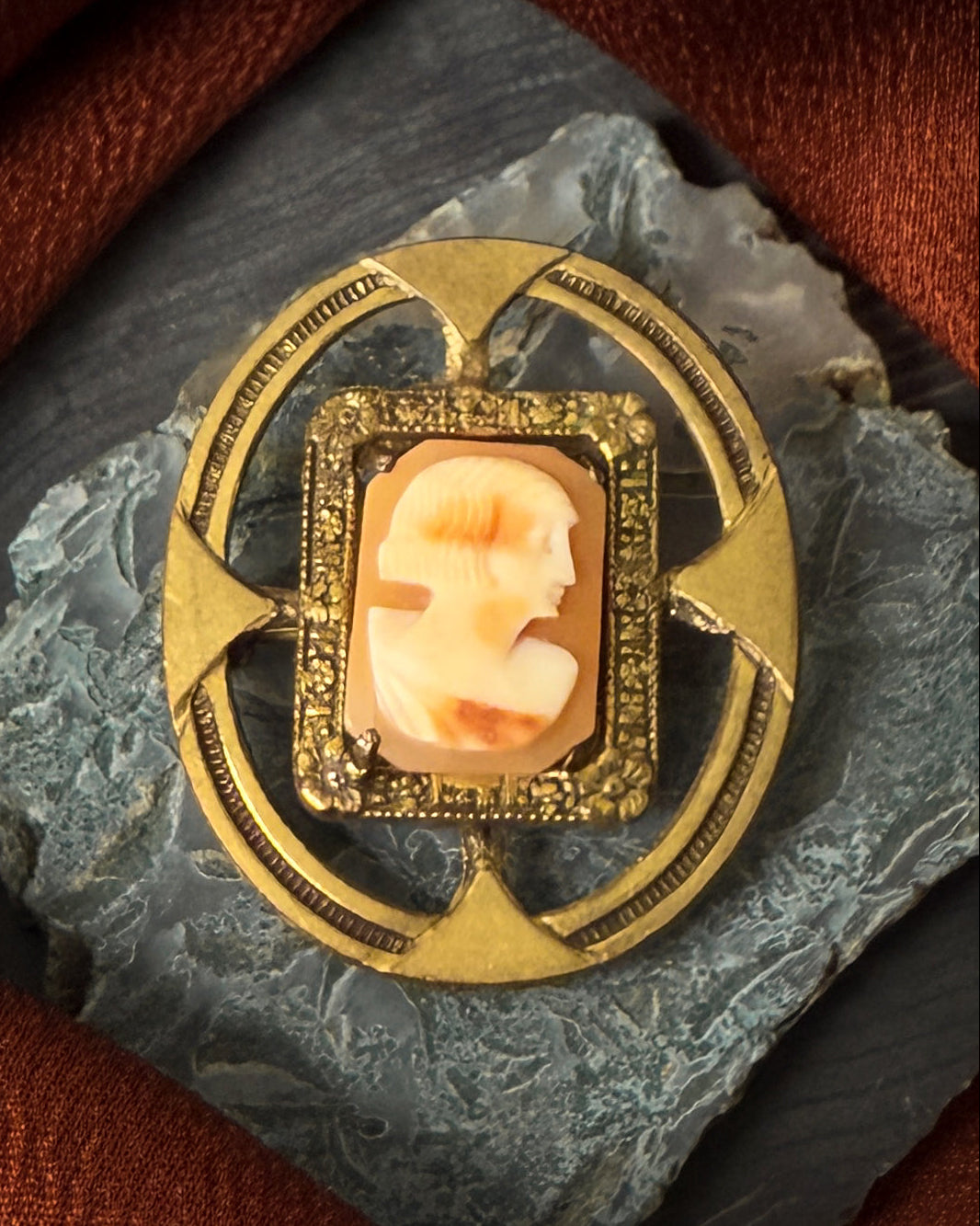 Antique Gold Filled Cameo Brooch