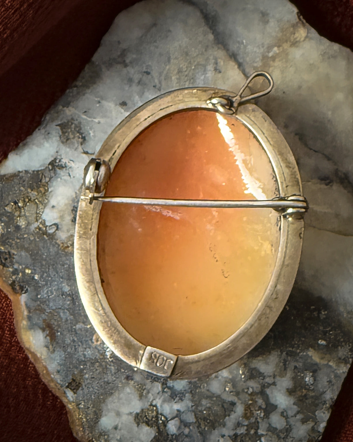 Antique Silver Cameo Shell Pendant