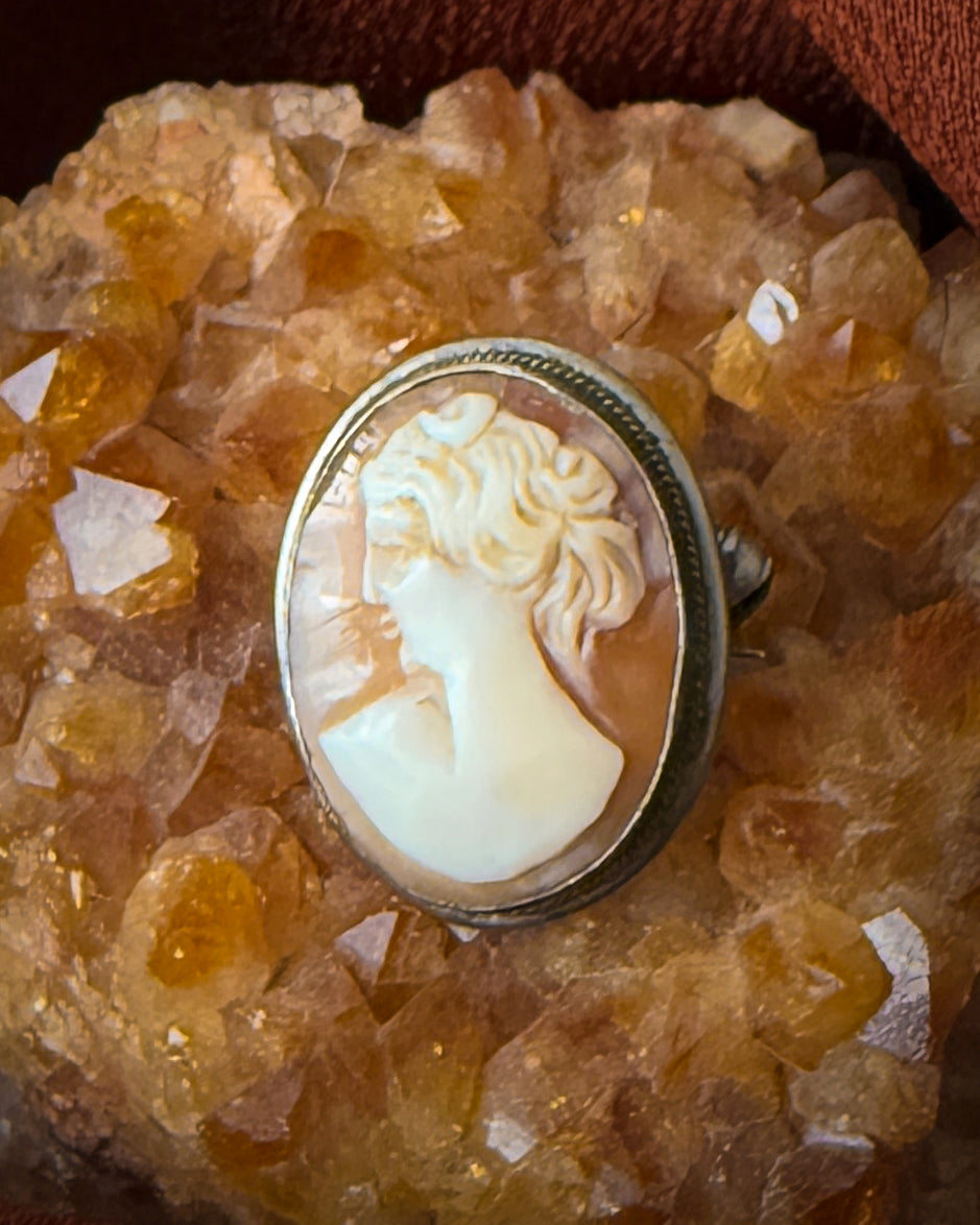 Antique Silver Cameo Brooch