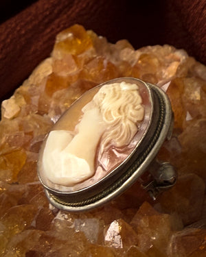 Antique Silver Cameo Brooch