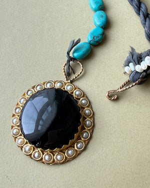 Artisan Turquoise & Pearl Silk Necklace