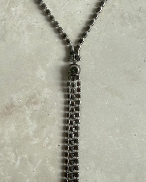 90s Long Black Crystal Necklace