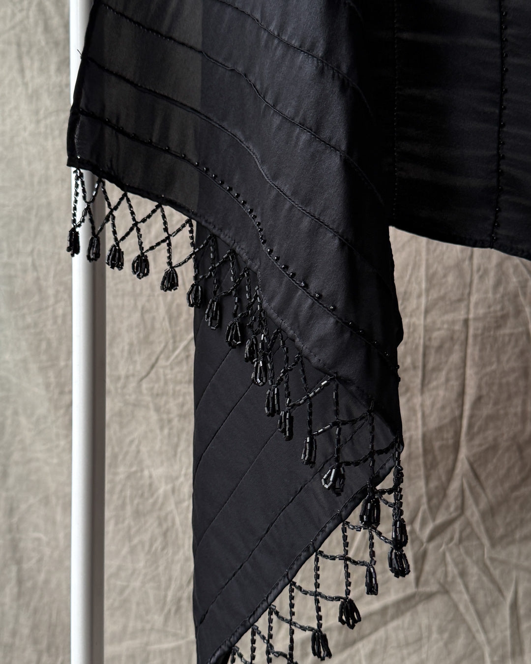 Black Beaded Silk Shawl