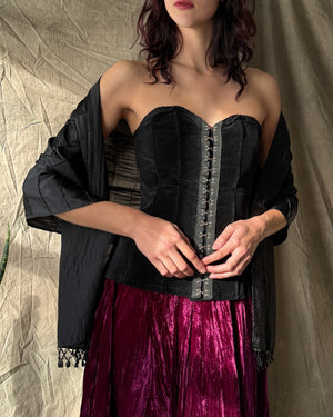 Black Beaded Silk Shawl