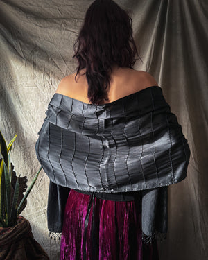 Black Beaded Silk Shawl